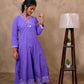 Purple Cotton 3-Piece Set for Women with Floral Print & Embroidery Work