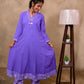 Purple Cotton 3-Piece Set for Women with Floral Print & Embroidery Work