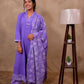 Purple Cotton 3-Piece Set for Women with Floral Print & Embroidery Work