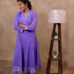 Purple Cotton 3-Piece Set for Women with Floral Print & Embroidery Work