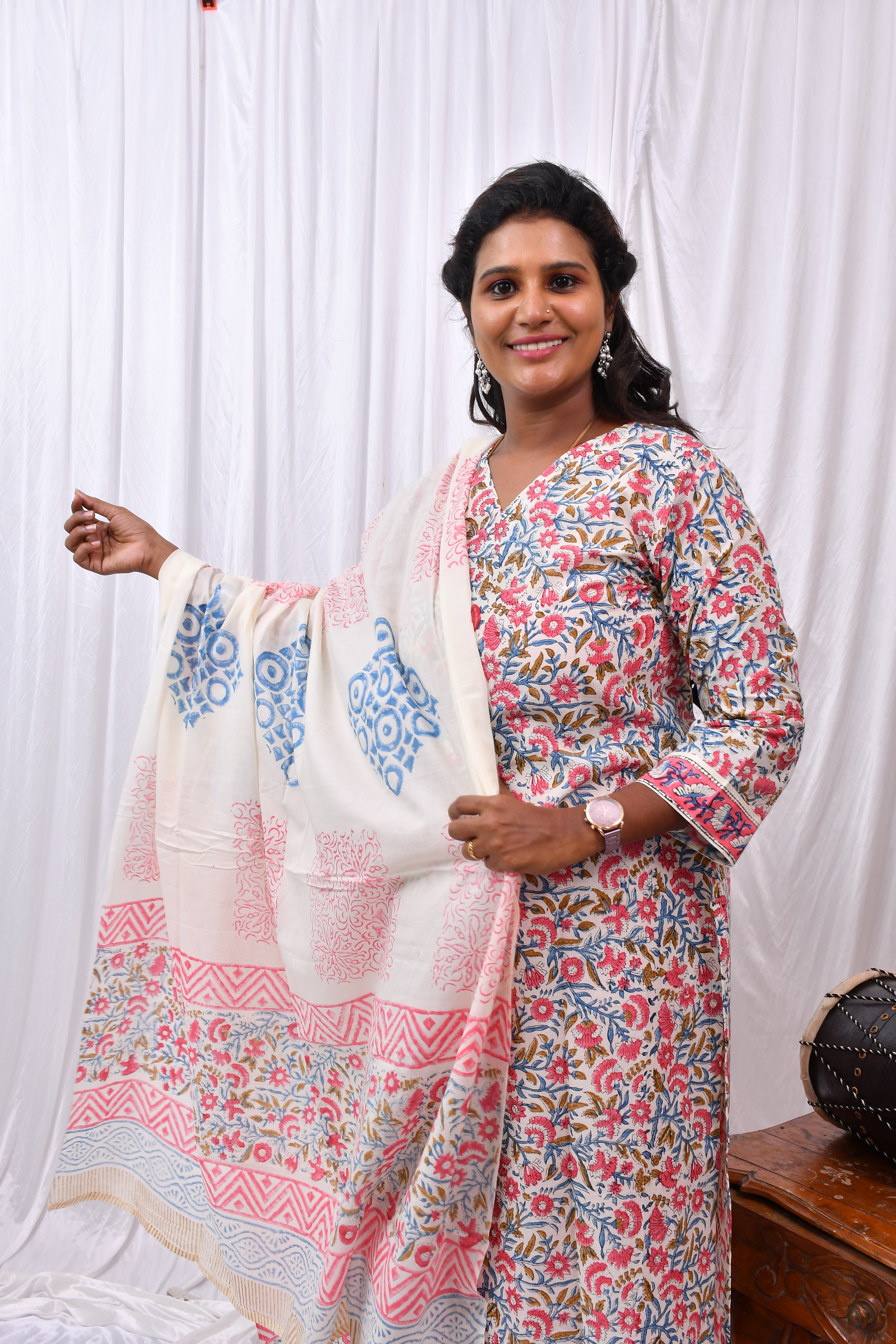 Premium Cotton 3-Piece Set for Women with Elegant Small Flower Prints and Printed designs in Soft Fabric Dupatta