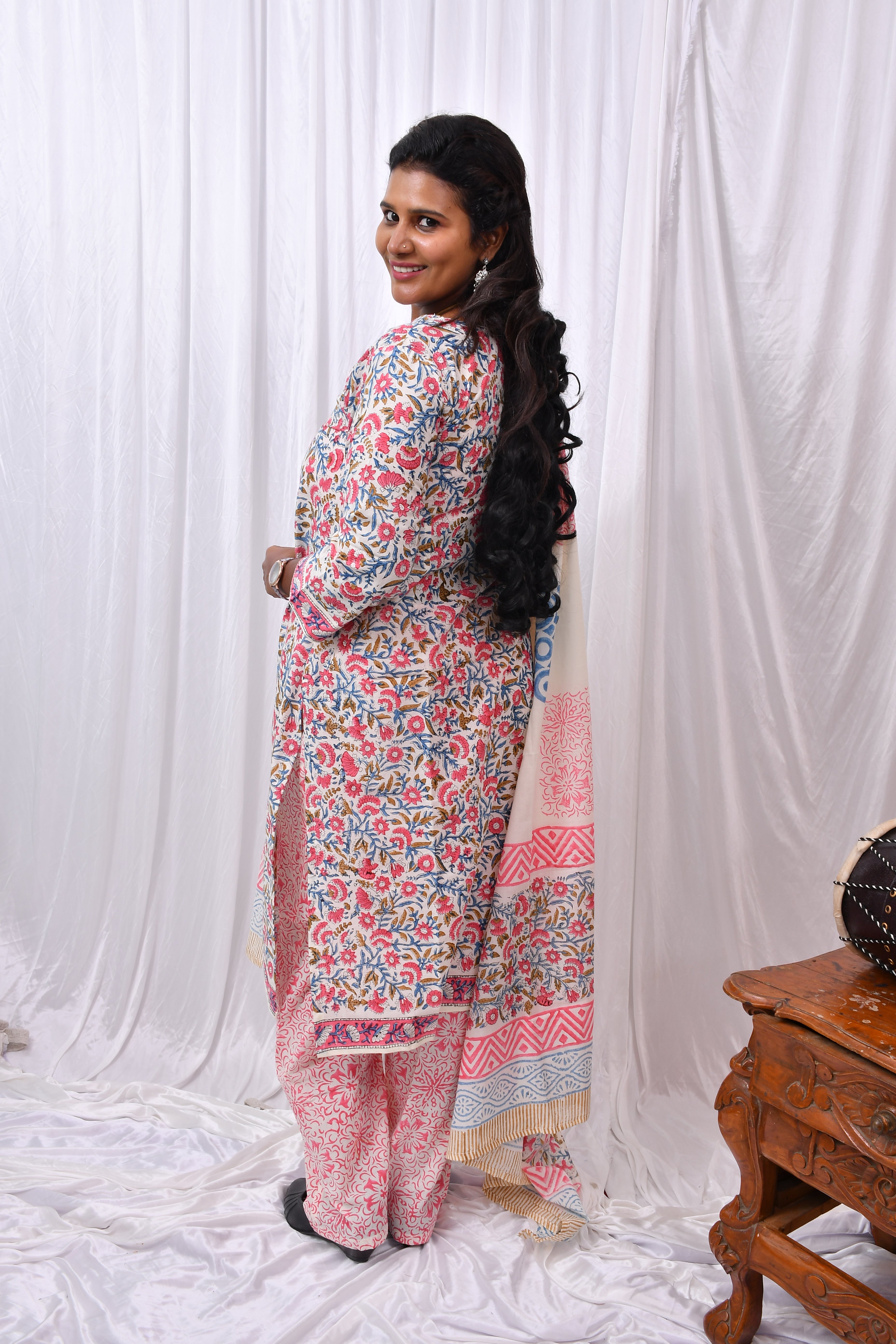 Premium Cotton 3-Piece Set for Women with Elegant Small Flower Prints and Printed designs in Soft Fabric Dupatta