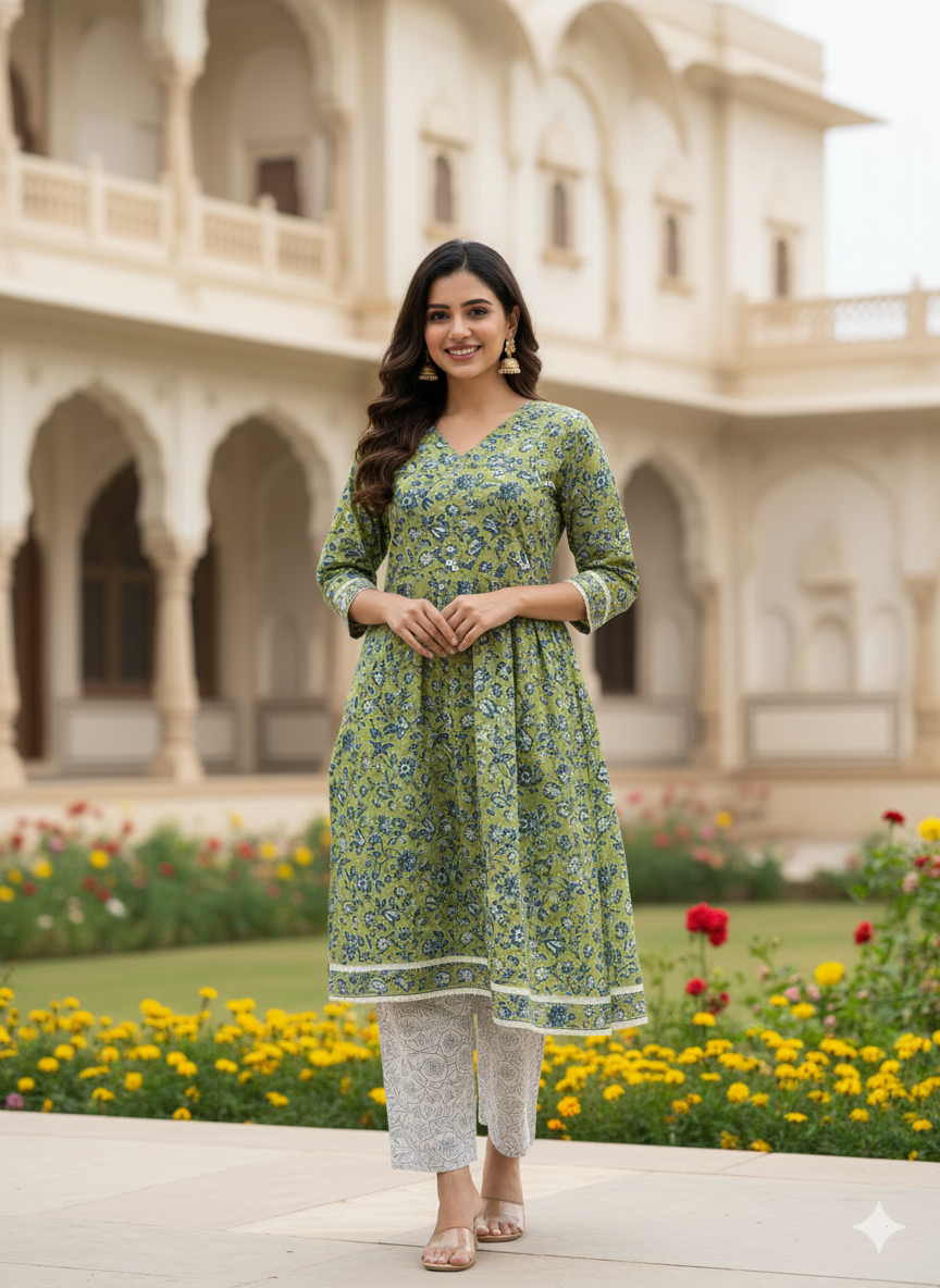 Premium Cotton 3-Piece Set for Women with Elegant Small Flower Print and Printed designs in Soft Fabric Dupatta