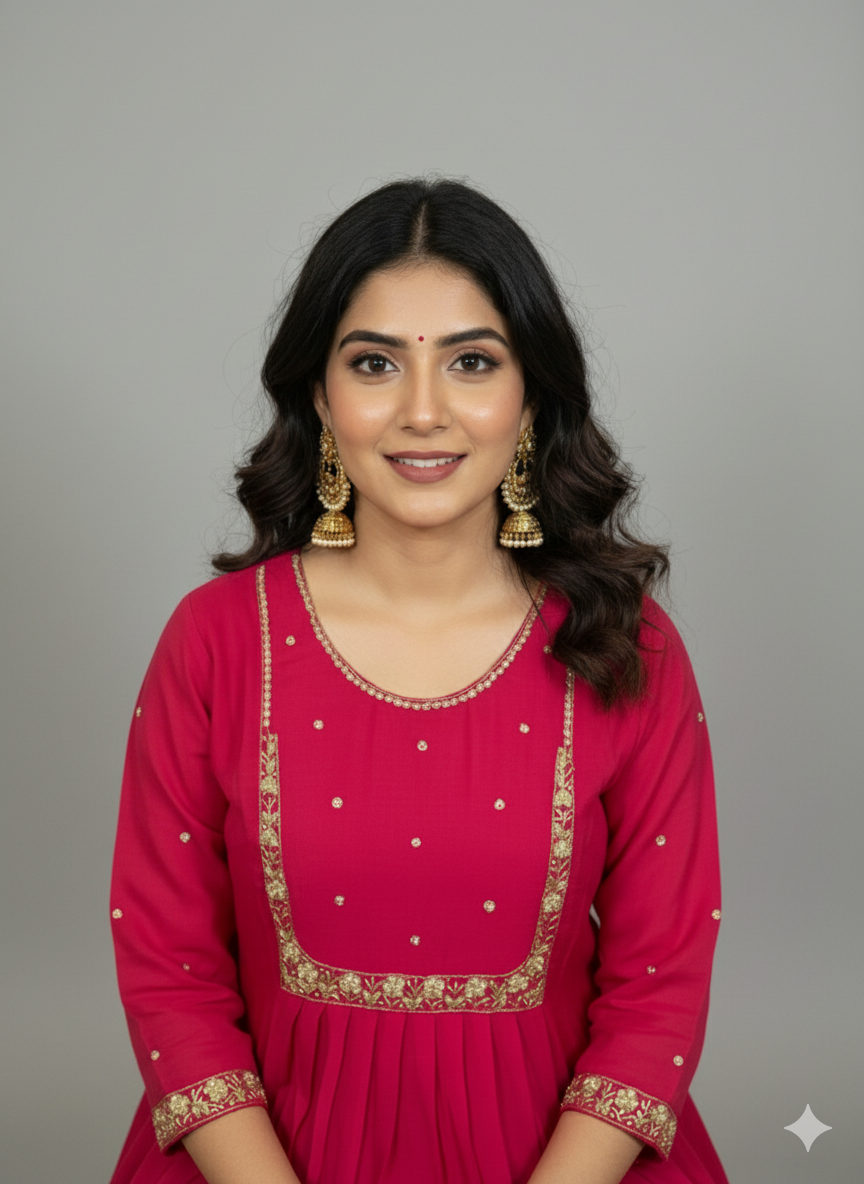 Party Wear 3-Piece Set in Pearl & Thread Work in Yoke & Sleeve. It comes with Chumiki Work as border in Dupatta.