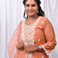 Beautiful 3-Piece Set in Orange Background with Embroidary Work & Lace Work in Top and Dupatta made out of Tussar Silk with Flower work Border