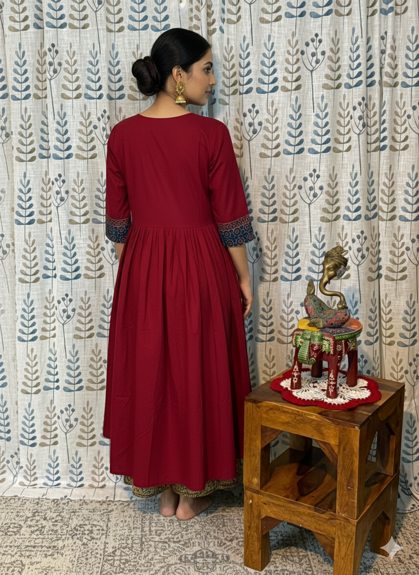 Cotton Kurthi in Aalia Cut with Beautiful Designs & Mirror Work