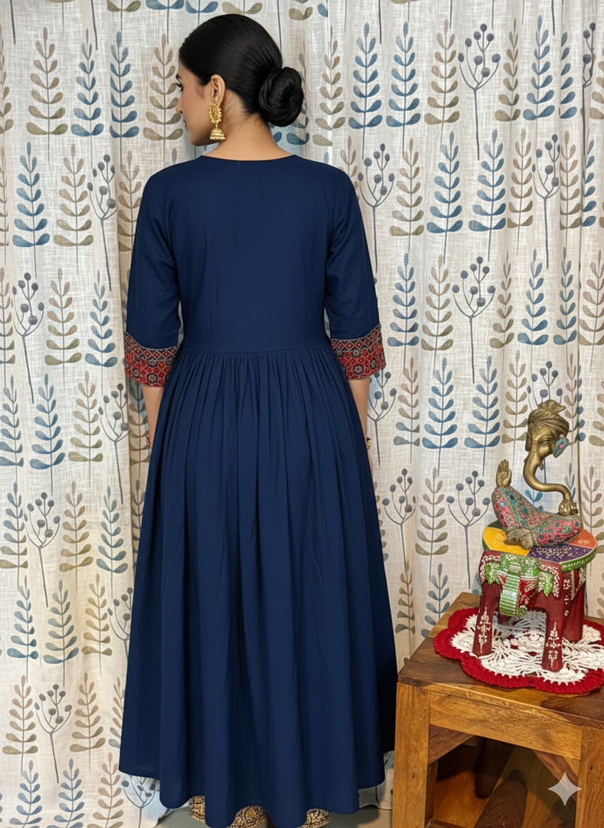 Cotton Kurthi in Aalia Cut with Beautiful Design & Mirror Works