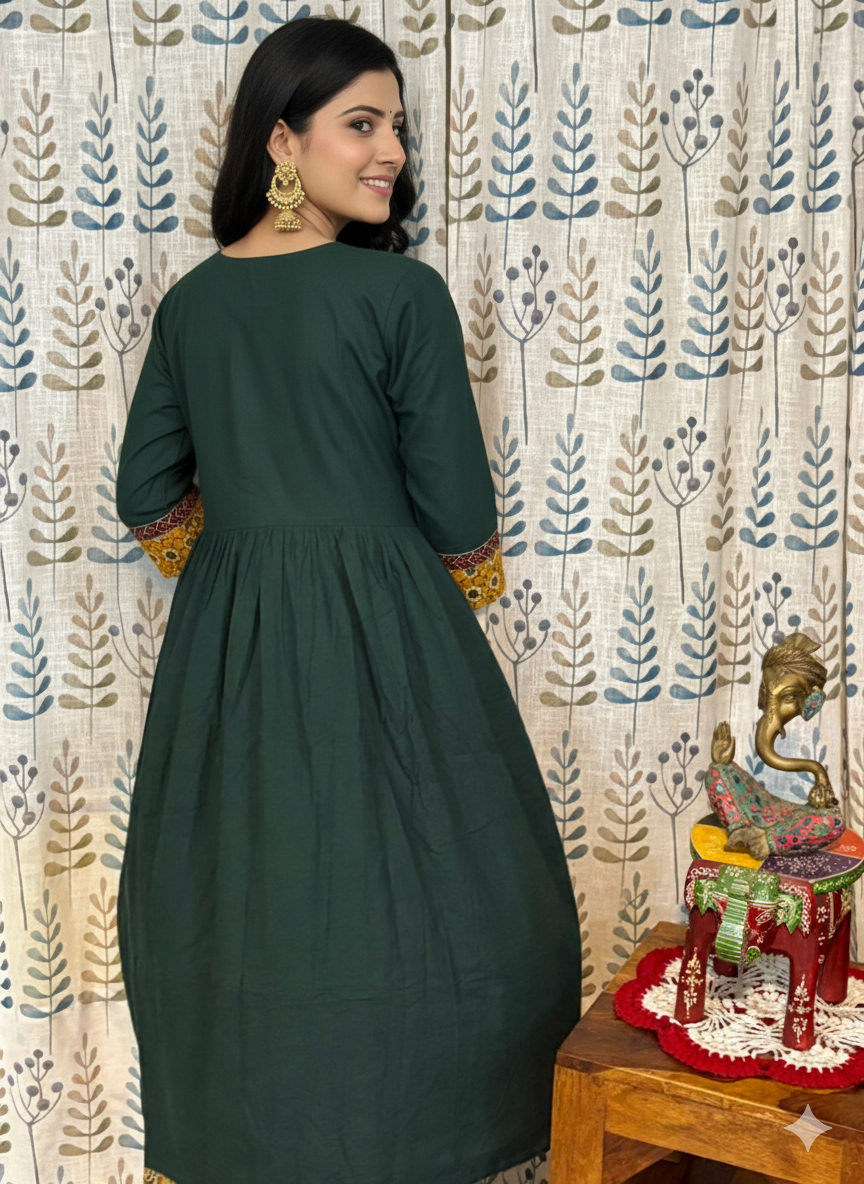 Cotton Kurthi in Aalia Cut with Beautiful Design & Mirror Work