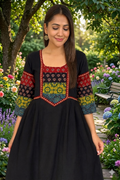 Beautiful Cotton Kurthi with Ajarak Print in Yoke & Sleeve