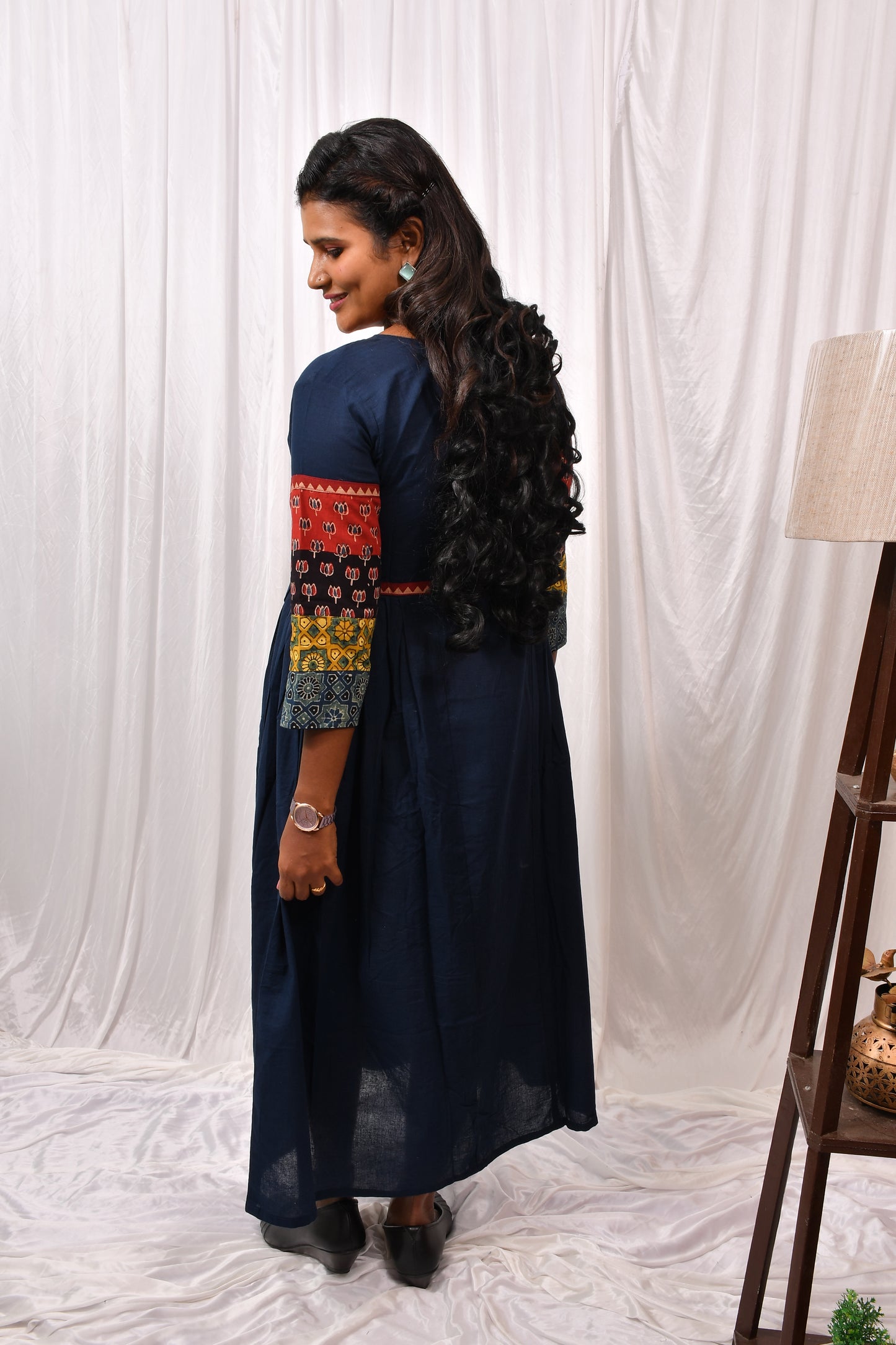 Beautiful Cotton Kurthi with Ajarak Print in Yoke & Sleeves