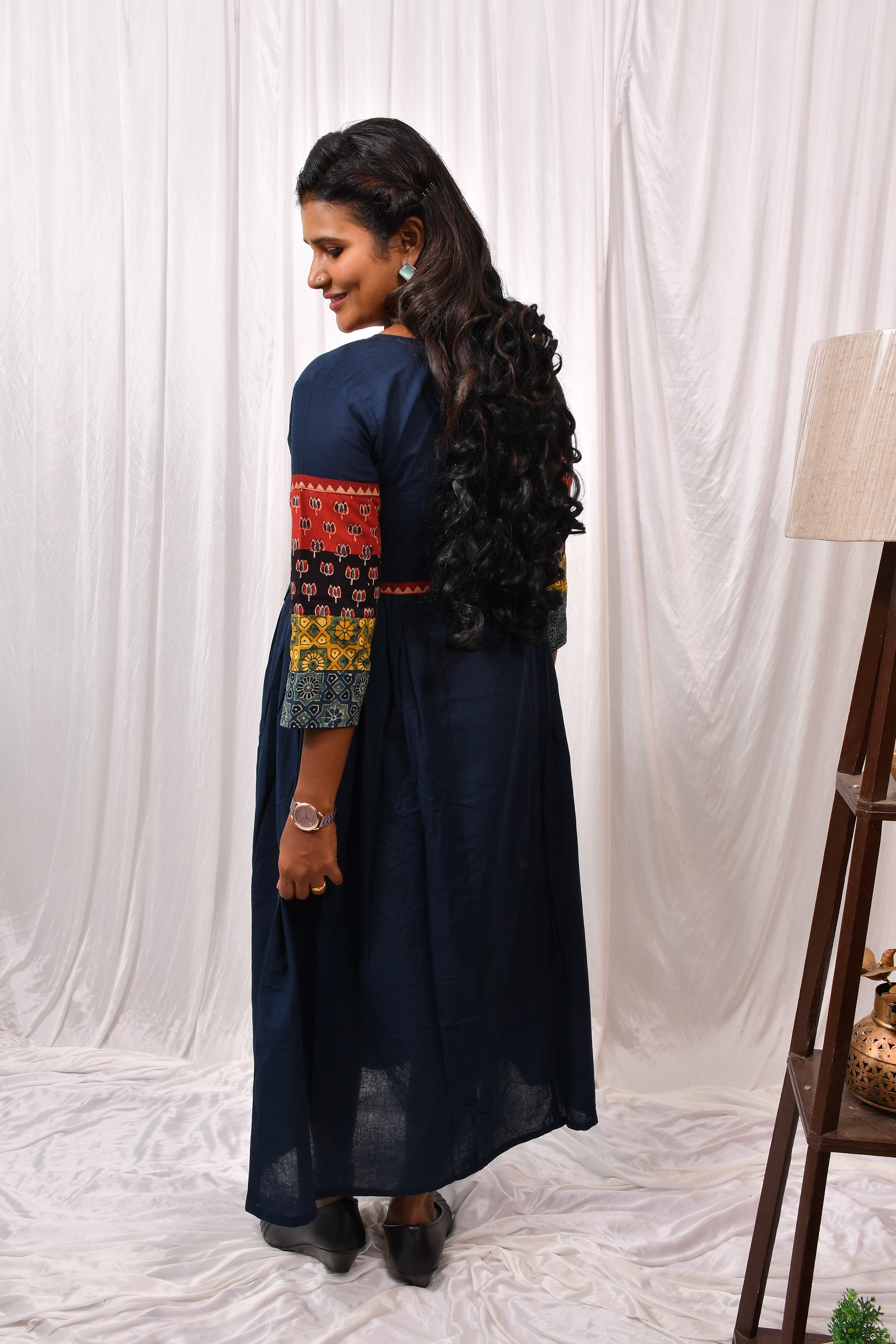 Beautiful Cotton Kurthi with Ajarak Print in Yoke & Sleeves