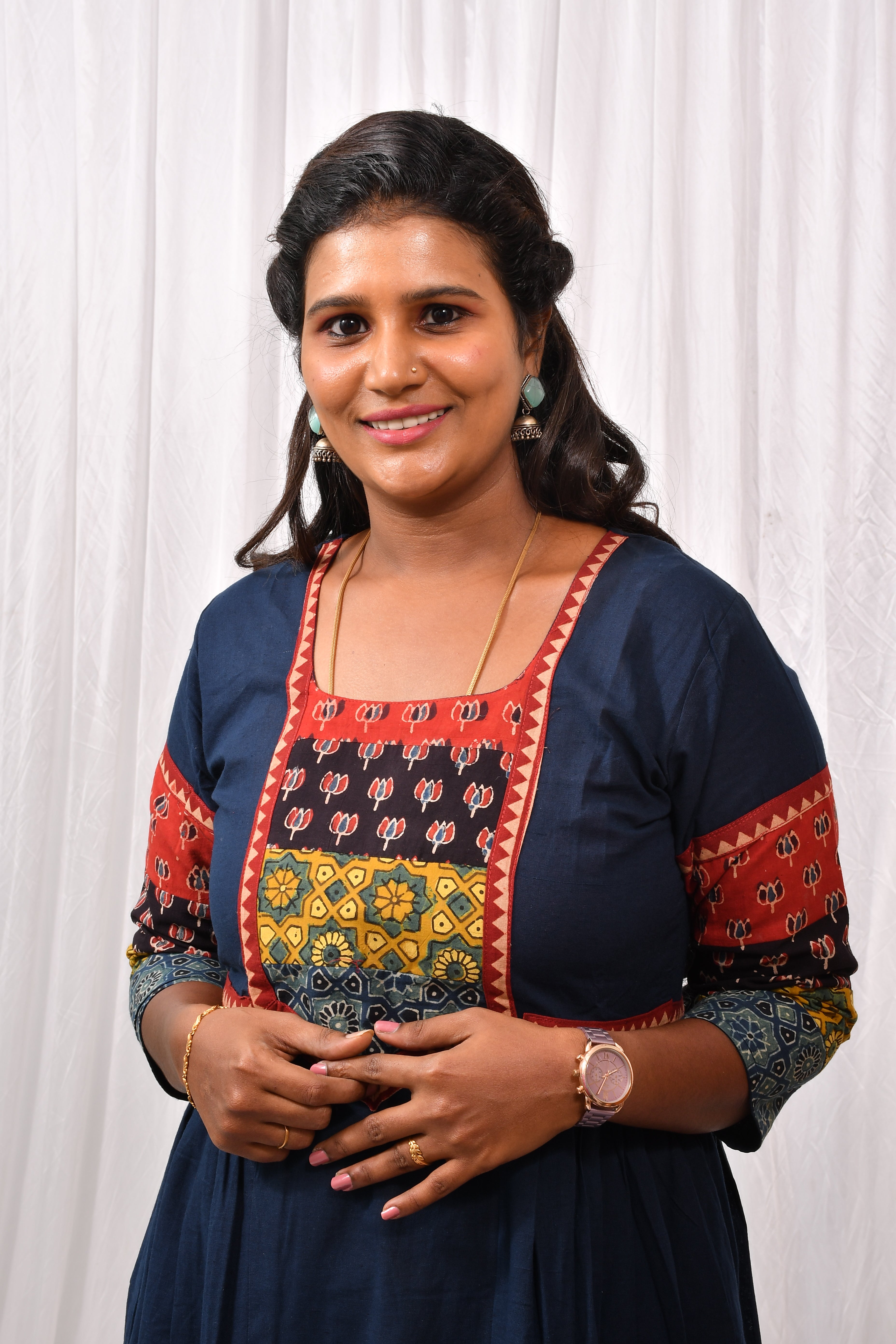 Beautiful Cotton Kurthi with Ajarak Print in Yoke & Sleeves