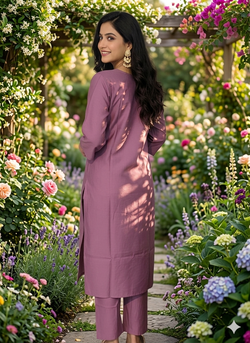 Elegant 3-Piece Set in Purple Background with Thread Work in Yoke & Pearl Work in Flower Design and Similar Design in Dupatta