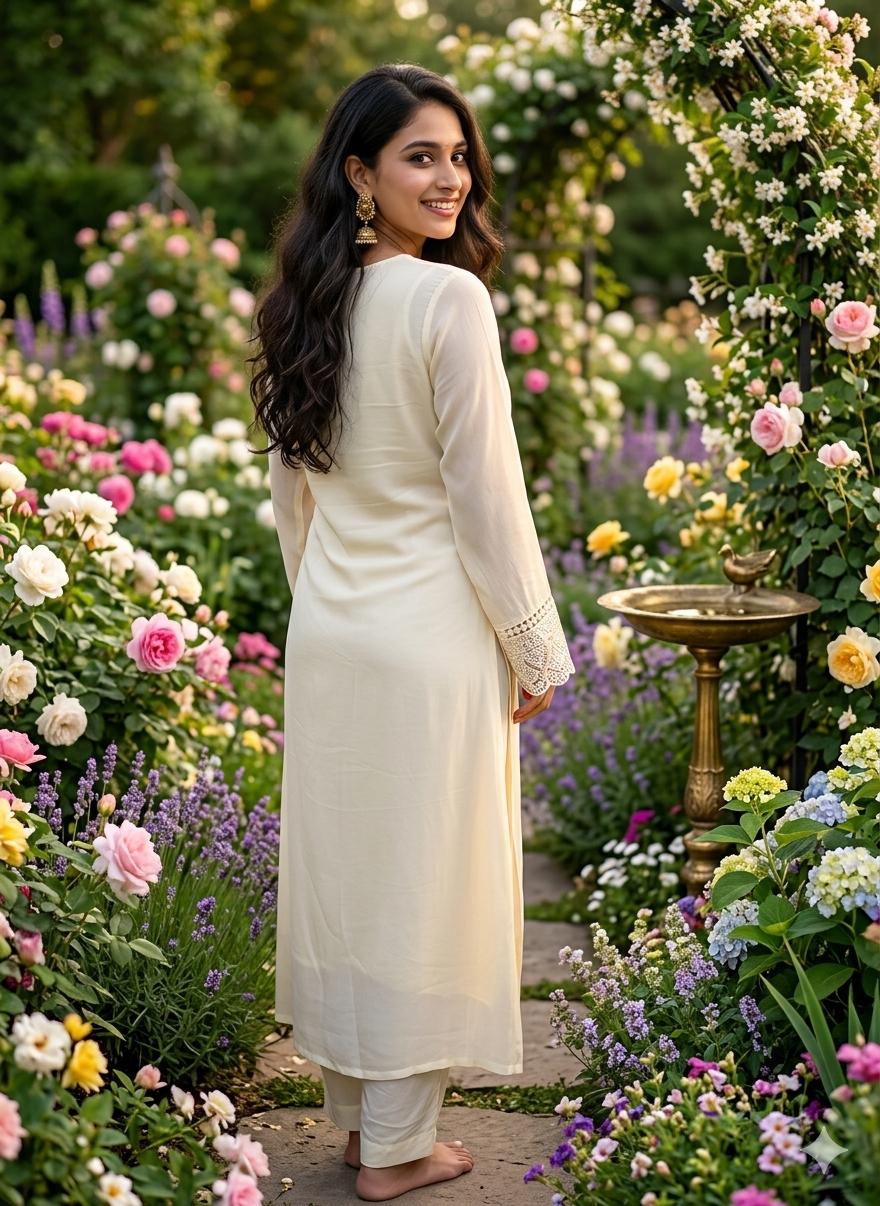 Function Wear 3-Piece Set in Ivory Color Background with Beautiful Thread & Lace Work in Top and Similar Flower Design in Dupatta made out of German Silk