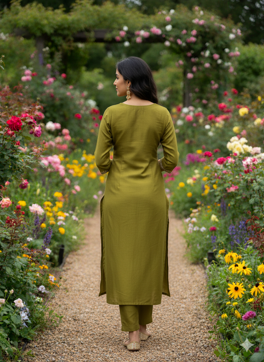 Party Wear 3-Piece Set in Green Color with heavy Chumiki Work in Yoke. It comes with Similar design in Dupatta.