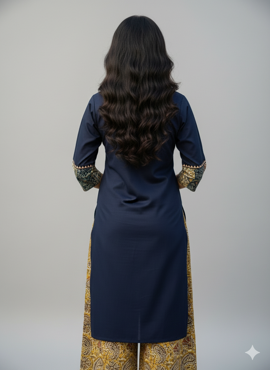 Beautiful Cotton Kurthi with Ajarak Prints in Yoke and in Sleeve Code-204