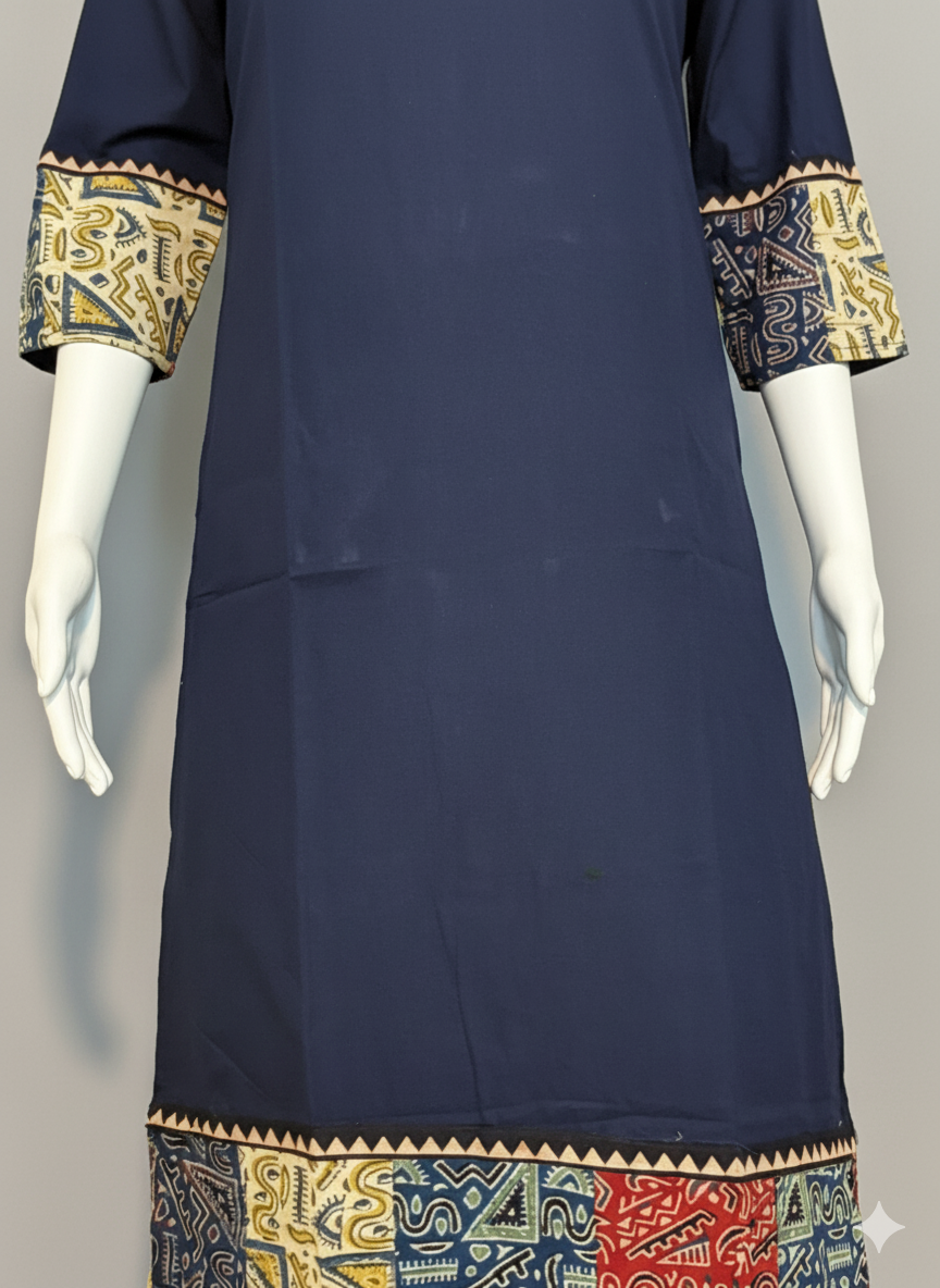 Beautiful Cotton Kurthi with Ajarak Prints in Yoke and in Sleeve Code-204