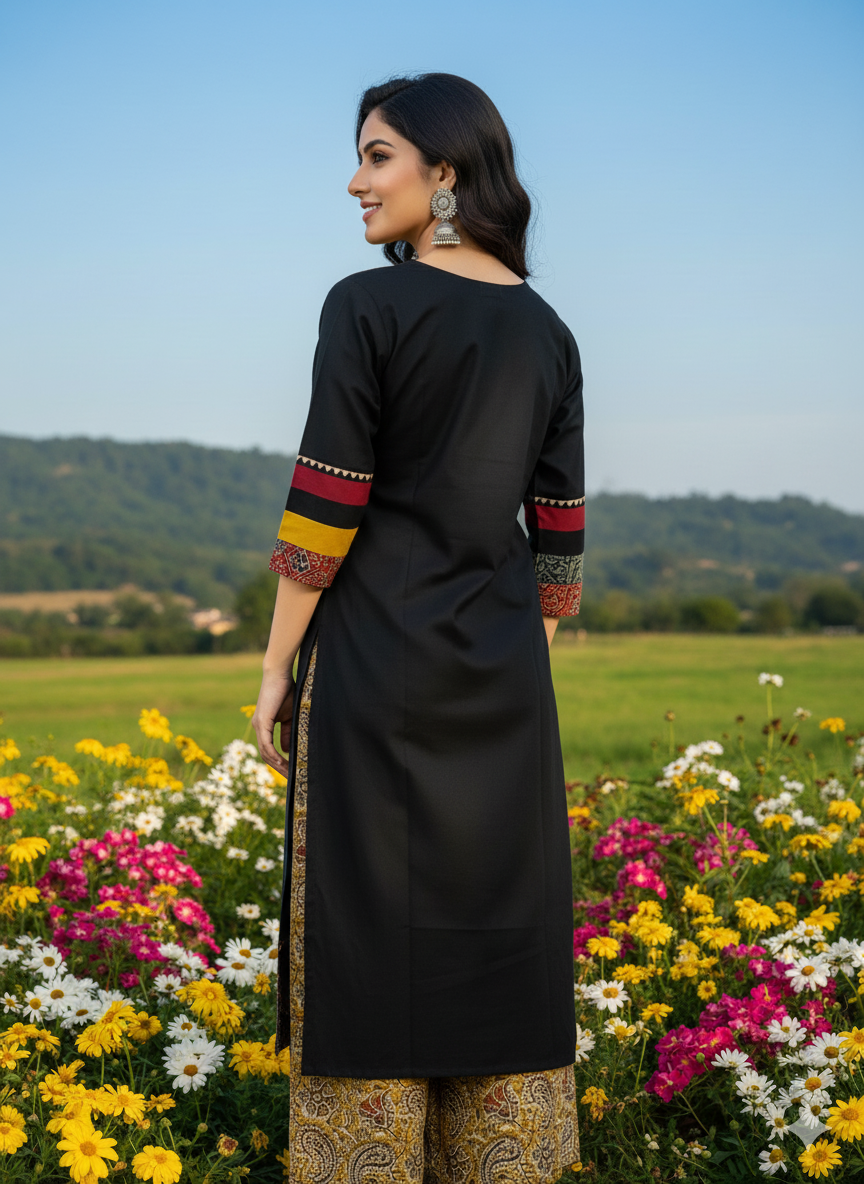 Beautiful Cotton Kurthi with Ajarak Prints in Yoke and in Sleeve Code-209