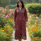 Beautiful Cotton Kurthi with Ajarak Prints with V-Neck Printed Designs Code-232