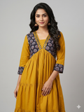 Beautiful Cotton Aliya Cut Kurthi with Block Prints and Mirror Work - Design Code 238