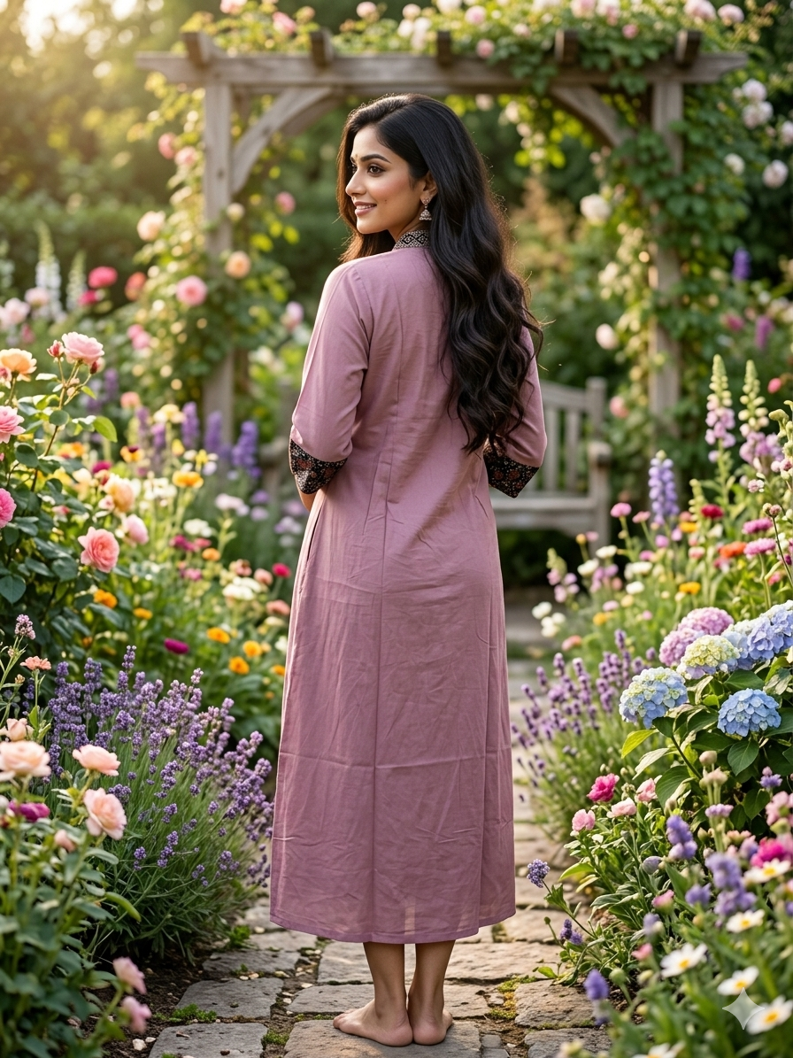 Premium Cotton Co-Ord Set with V-Neck Top in Purple Color - Design Code UT00240