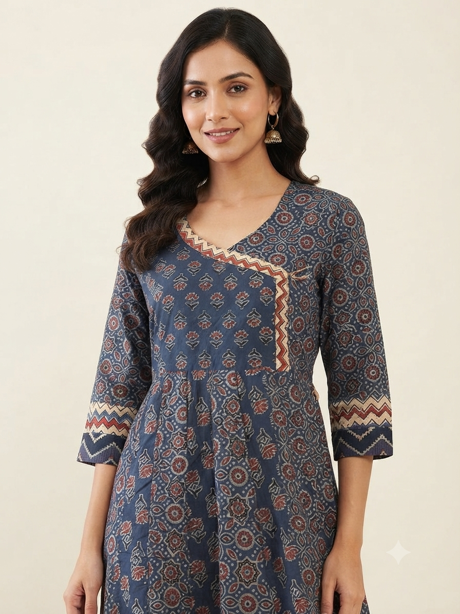 Cotton Anarkali Kurti Top with FLoral Design - Code UT00271