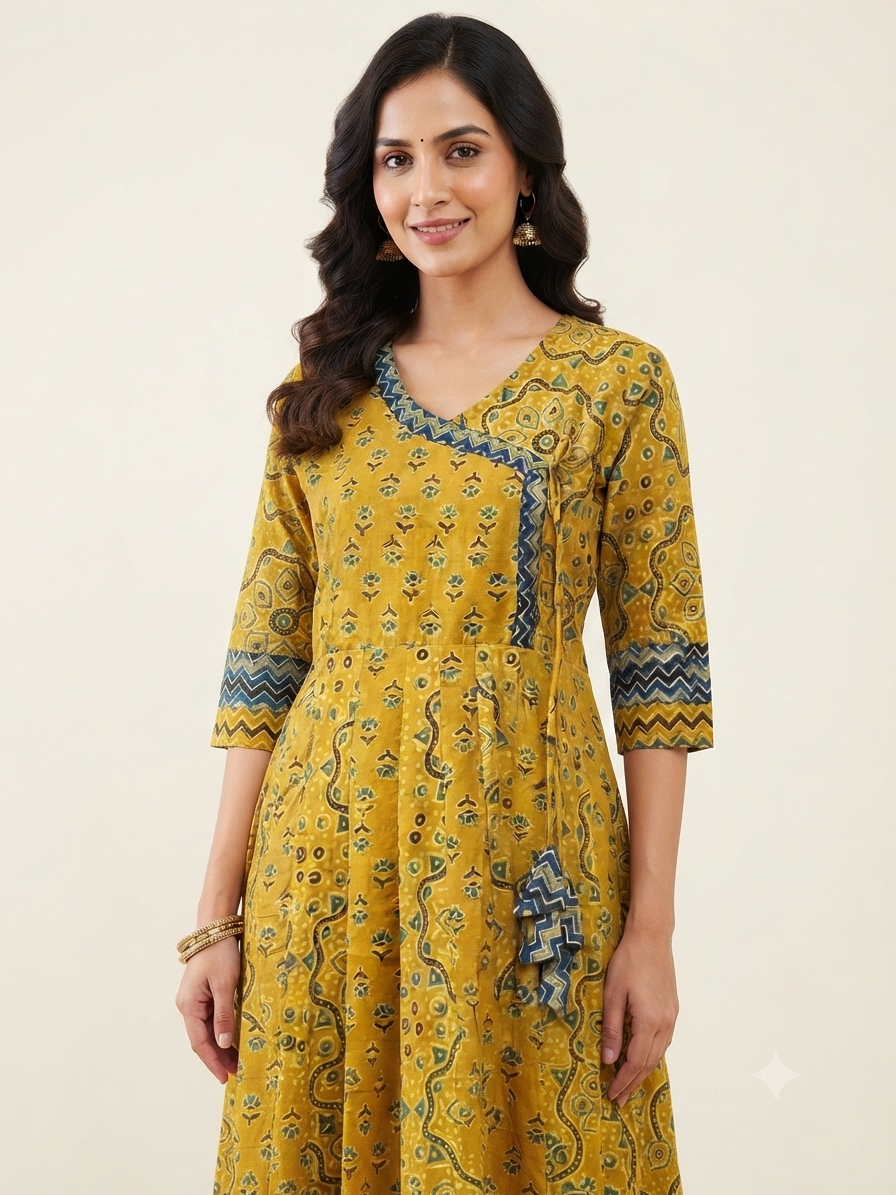 Cotton Anarkali Kurti Top with FLoral Design - Code UT00272