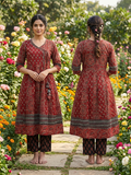 Cotton Anarkali Kurti Top with FLoral Design - Code UT00274