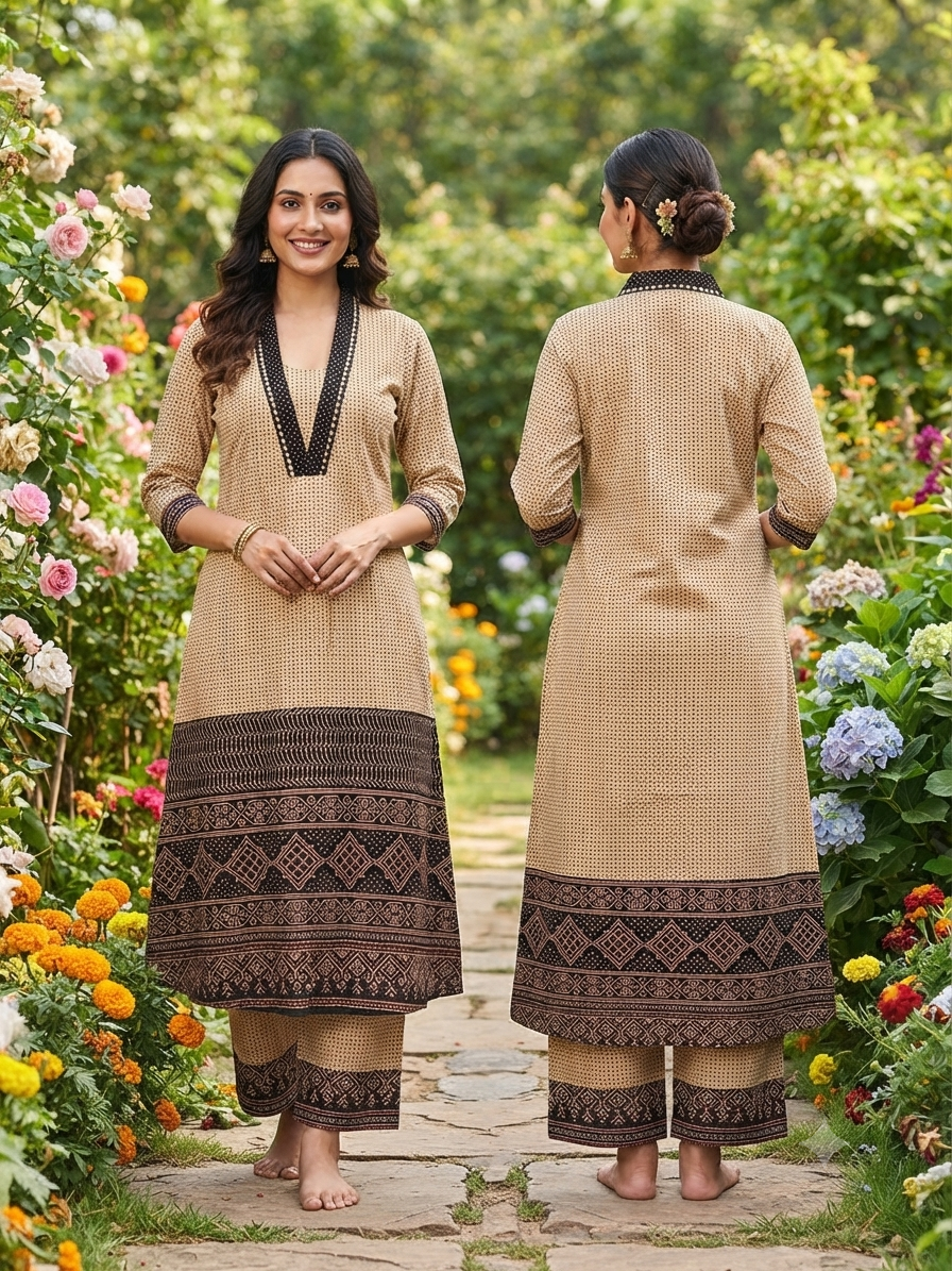 Cotton Co-Ord Set with A-Line Top and matching Pant - Design Code UT00276