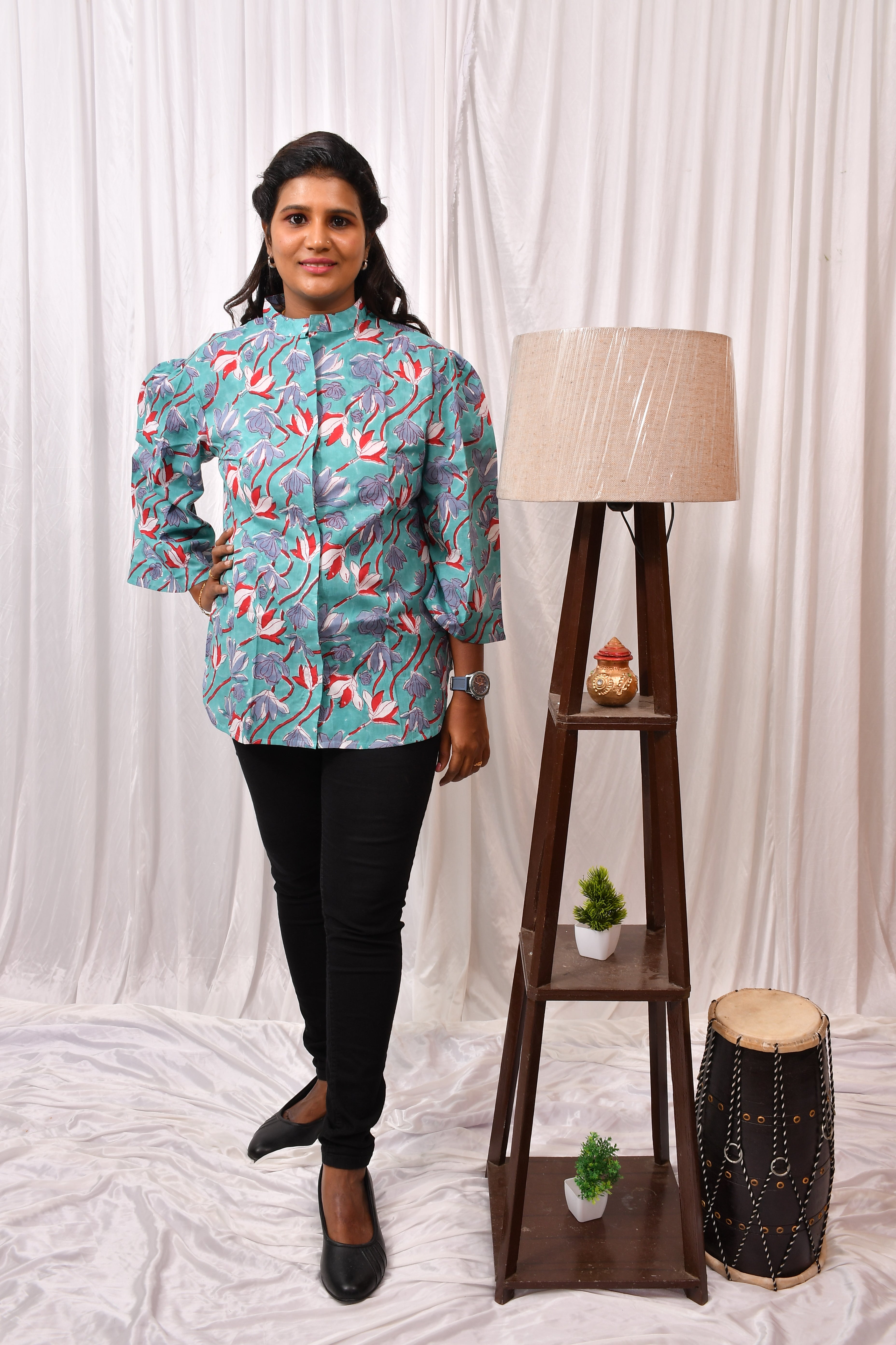 Formal Collared Shirt with Flower Printed Design-2
