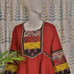Ethnic maroon frock-style kurti featuring traditional ajarakh design