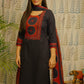 Front view of blue cotton kurti with Ajarakh print on yoke and sleeves