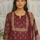 Violet ethnic 3-piece kurti set with straight pants