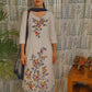 Half white cotton kurti with embroidery and lace neckline