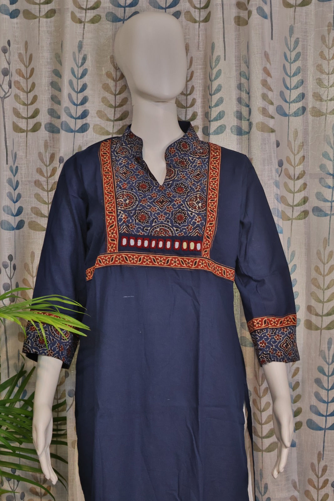 Comfortable and stylish blue khadi kurti for casual ethnic wear