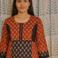 Maroon kurti with unique back patchwork design and 3/4 sleeves