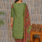 Handcrafted mirror work on green cotton kurti set