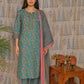 Close-up of Chinese collar and floral pattern on pink cotton kurti